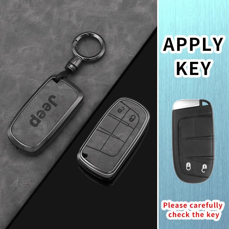 For Jeep Zinc Alloy Leather Car Key Case Cover Shell For Jeep Renegade Wrangler Patriot Grand Cherokee WK2 KL Compass Liberty