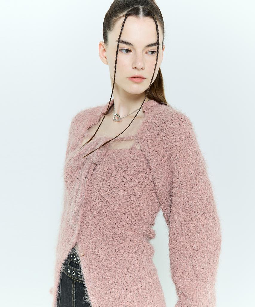 LARTIGENT L6 Bolero & Bustier Knit Set(Pink)