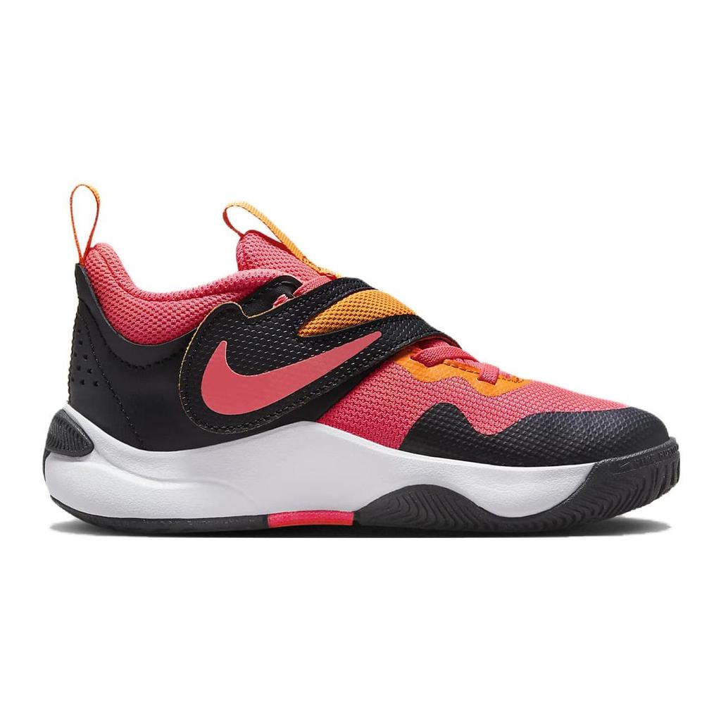 Nike Кроссовки детские Team Hustle D11 PS черные Hot Punch розовые ярко-оранжевые белые DV8994-001