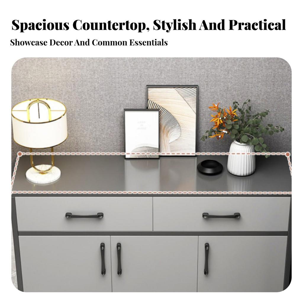 3-Door Entryway Sideboard with Drawers Modern Design Footwear Organizer Large Capacity Wide Countertop for Homeowners, Hallway