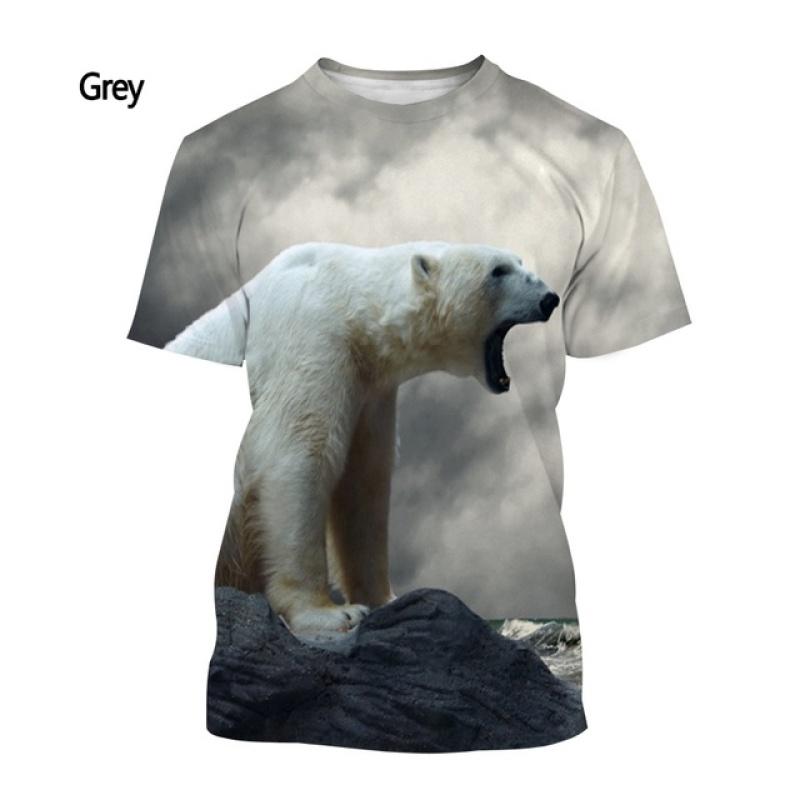 Men's and Women's Summer Casual Short-sleeved T-shirt New Fashion Polar Bear 3d Printing T-shirt