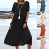 Womens Cotton Linen Shirt Dress Ladies Summer Kaftan Baggy Maxi Sundress