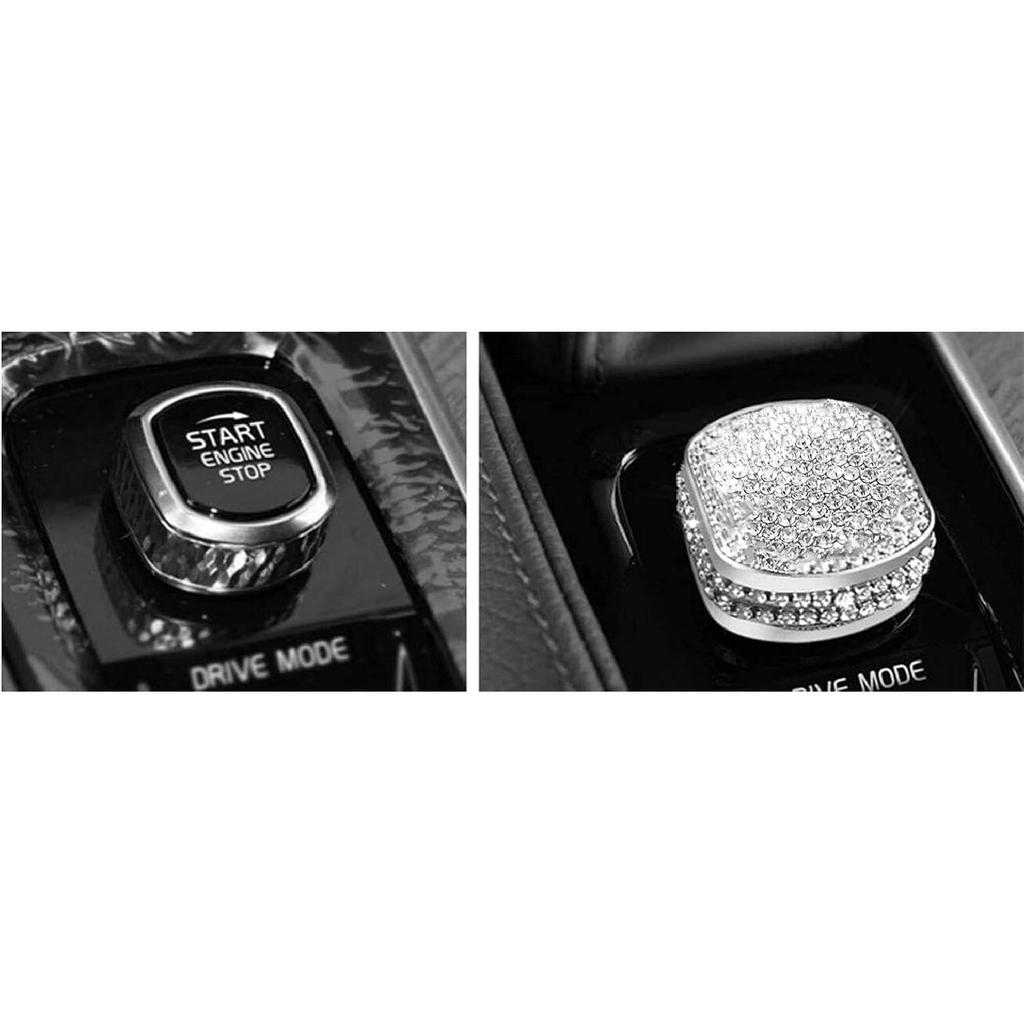 Совместим с Volvo XC60 S60 S90 XC90. Блестящие аксессуары. Кнопка запуска зажигания. Аппликация с кристаллами. Защитный рукав.(Серебряный)