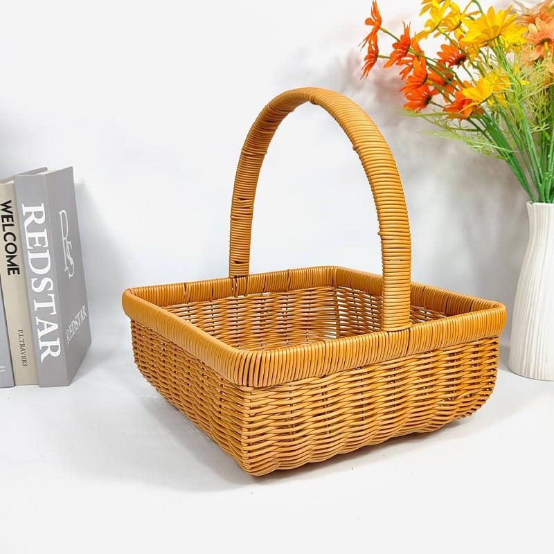 Portable PP Picnic Basket With Handle Fruits Vegetables Grocery Storage