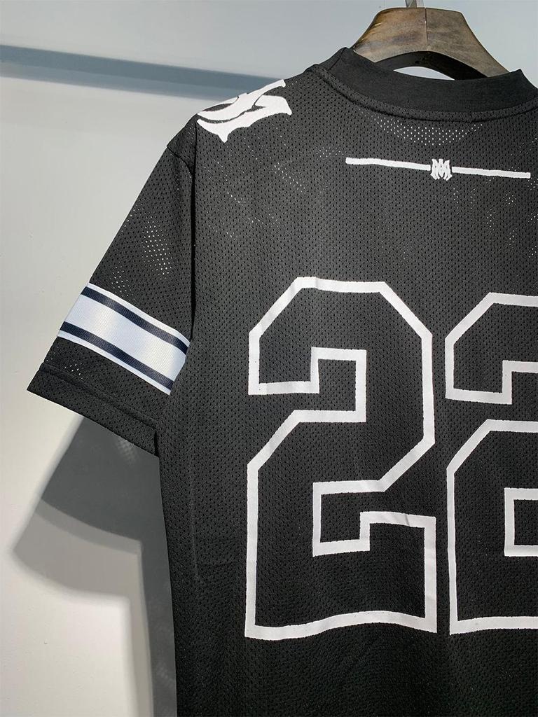 Мужская футболка American Trend Mesh с круглым вырезом и коротким рукавом, с принтом буквы «22»