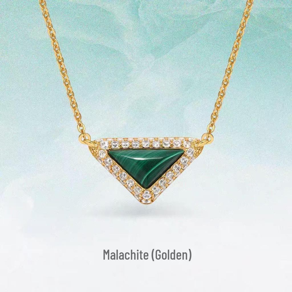 Ожерелье из натурального камня треугольной формы с бриллиантами - Роскошное, изысканное и универсальное колье-цепочка для ключицы для создания высококлассного стиля.