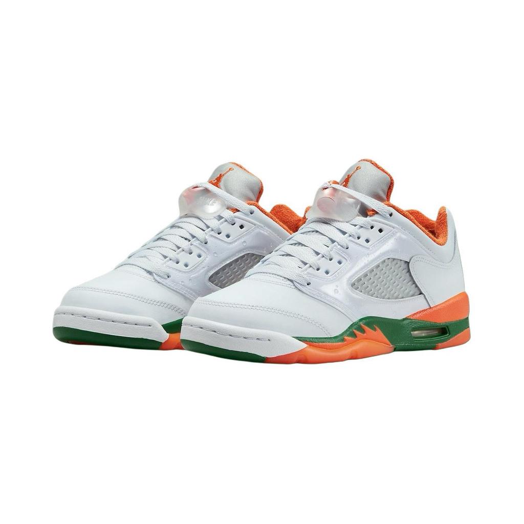 Детские кроссовки Air Jordan 5 Retro Low GS Hurricanes серо-футбольно-серые бриллиантово-оранжевые FQ1293-018