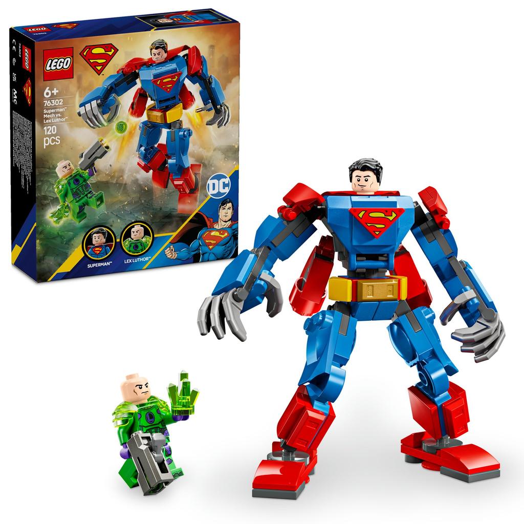 LEGO Super Heroes Супермен против. Игрушка Лекс Лютор, Подарок на день рождения, Обучающие строительные блоки, Фигурки, Игрушки для мальчиков и девочек 6, 7, 8 и 9 лет, 76302