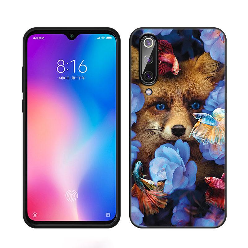Чехол для телефона с изображением лисы, волка и цветов для Xiaomi Mi A2 8 9 SE Note 10 10T 11 12 Lite 9T 11T 12S 12T Pro A3 6X 12X, черный чехол из ТПУ