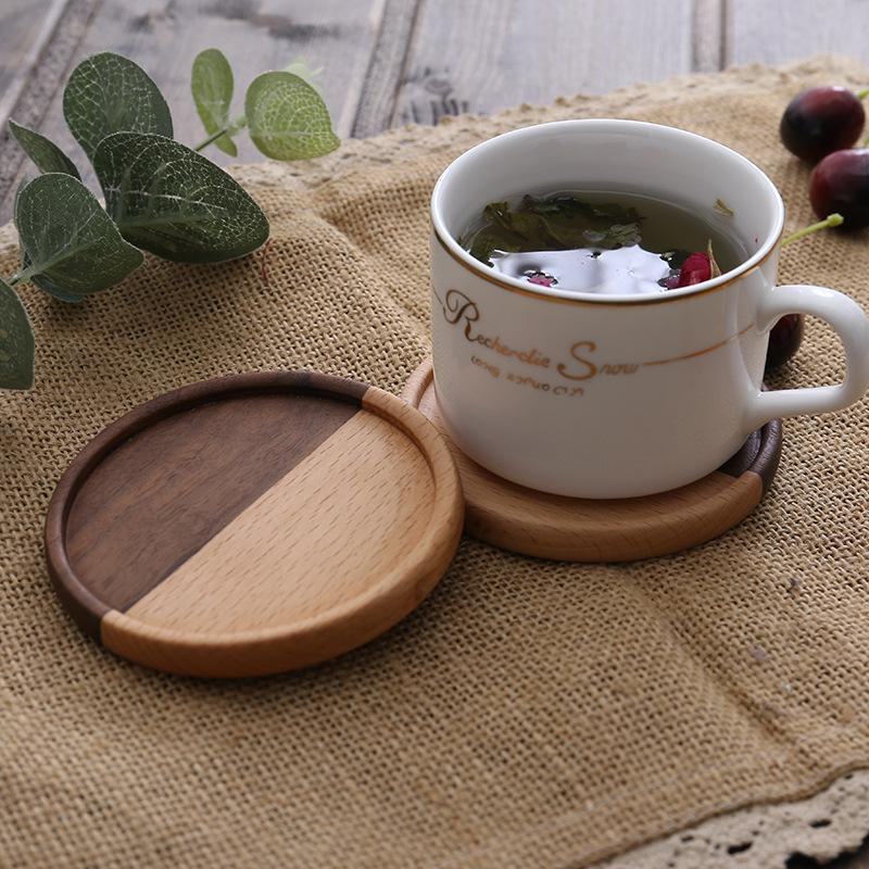 Набор деревянных подставок для чая и кофе с гравировкой, креативными изоляционными прокладками и подносами