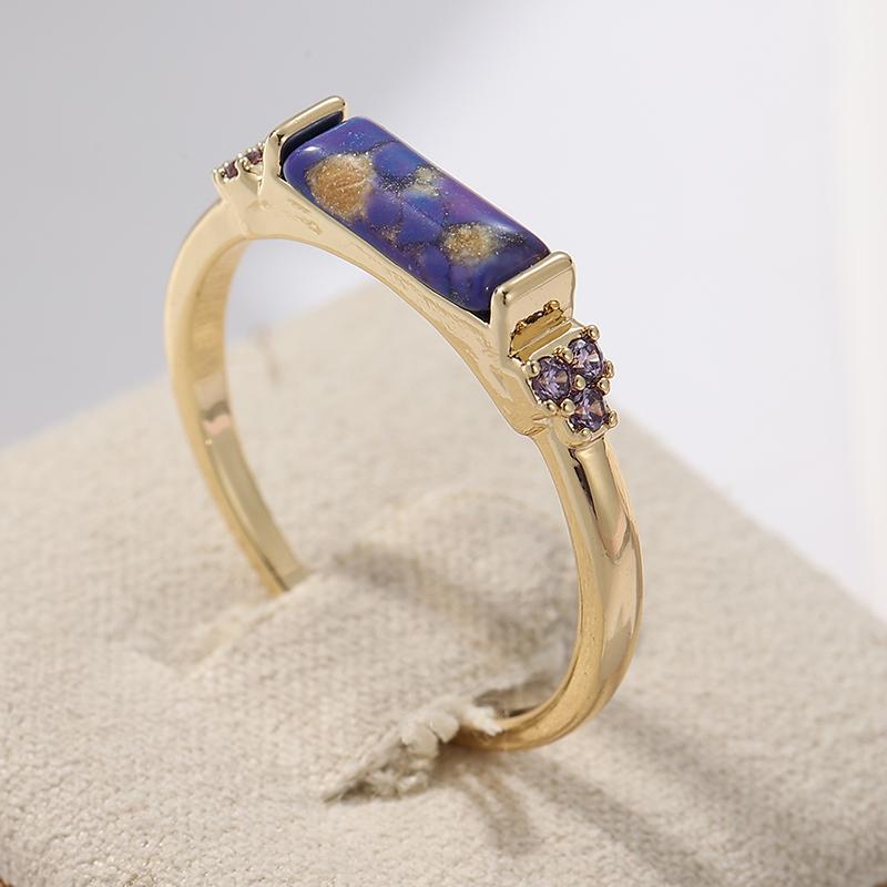 Vintage Inlaid Purple Stone Women's Ring Ethnic Gold Color Hand Carving Daily Wear Party Jewelry Anniversary Gift