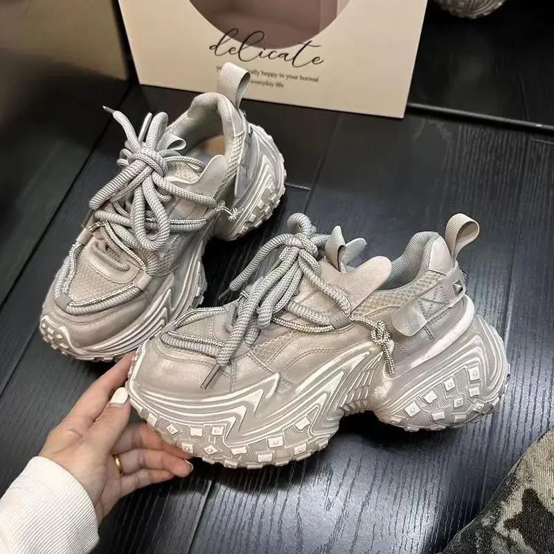 Chunky Sneaker Men Women Designer Tire Bottom Sport Shoes Fashion Casual Leather Mesh Breathable Height Increased Platform Shoes