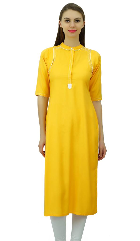 Phagun Mandarin Collar Kurti For Womens Ethnic India Tunic Top Ladies Rayon