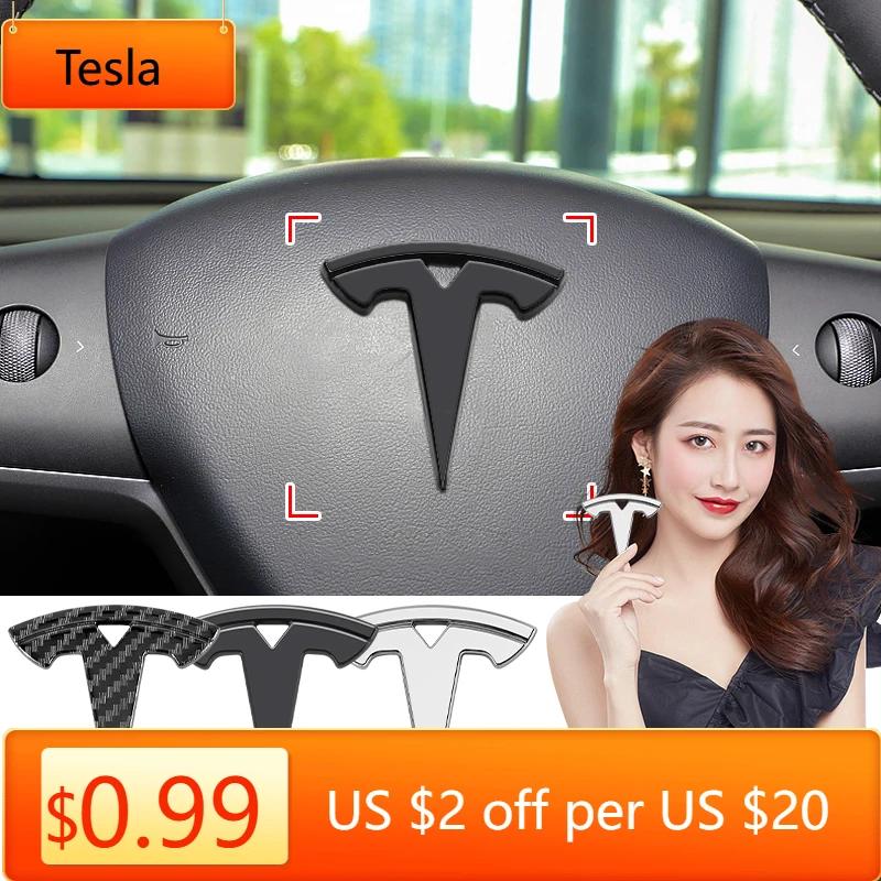 Автомобильная наклейка Tesla Для Tesla Model 3 S X Y Автомобильный интерьер Модификация эмблемы 1 шт. Наклейка на руль автомобиля Эмблема Дека