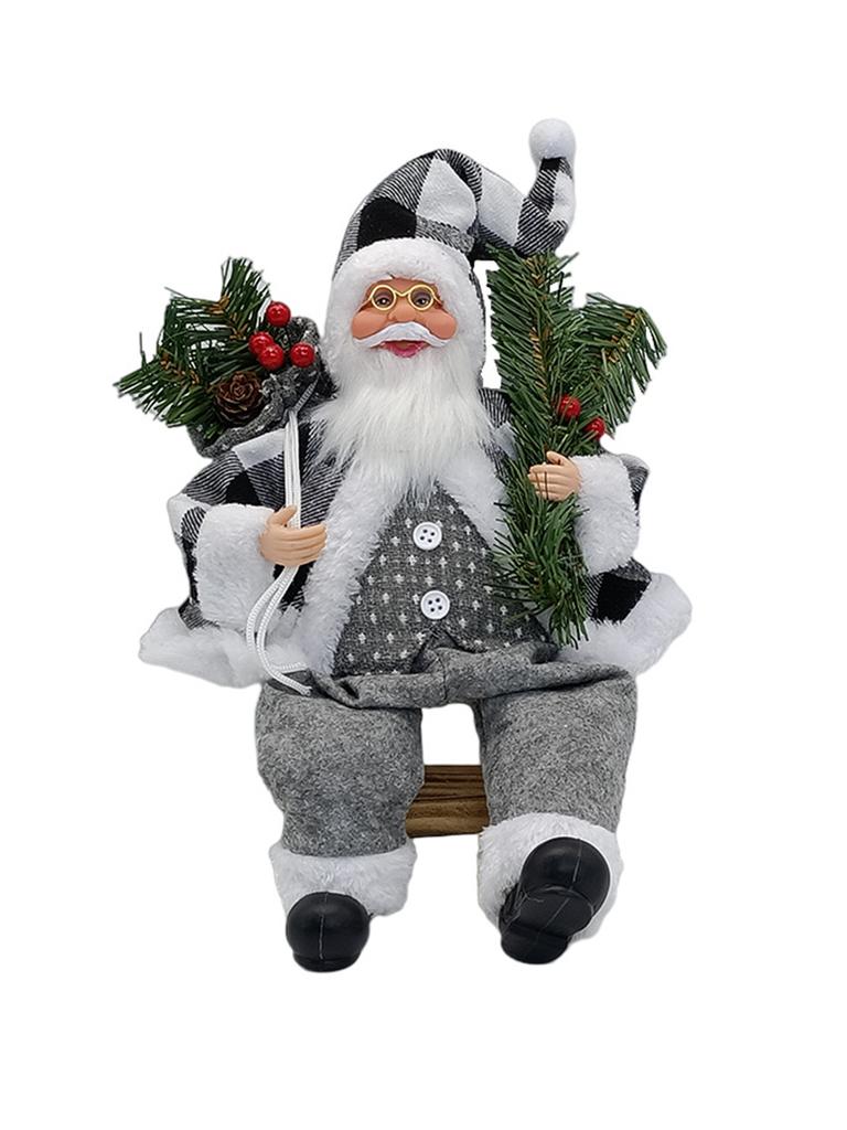 14'' Collectible Christmas Figure Decorations Sitting Santa Claus Figurines Santa Doll Toy