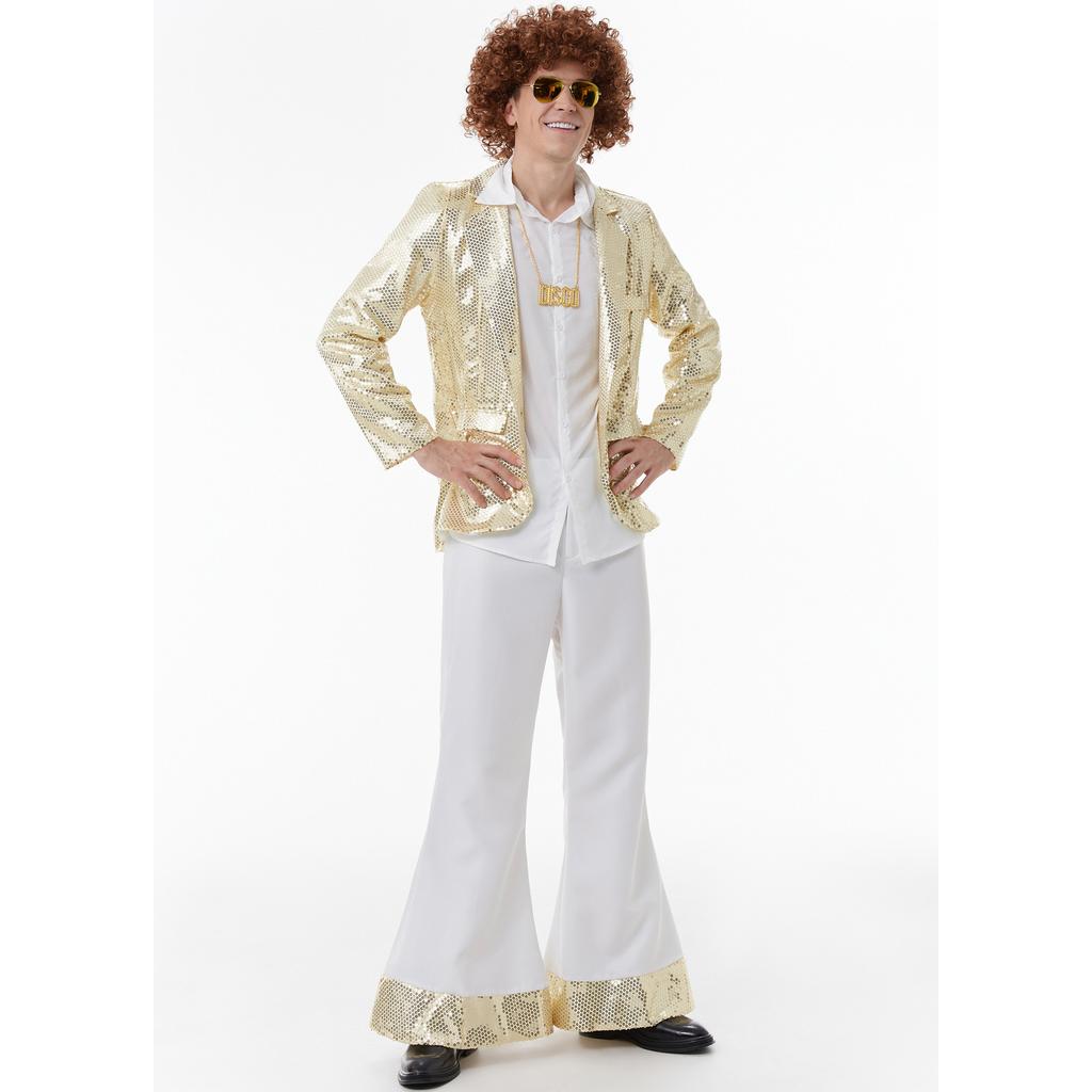 Ретро мужской диско-костюм 70-х годов, костюм для сцены Dicos, костюм для Хэллоуина, карнавальный танцевальный костюм