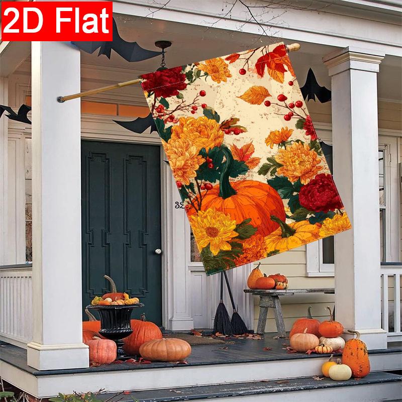 2D Flat, 2D Flat Thanksgiving Pumpkin Maple Leaf Garden Flag_4 (2)- Outdoor Garden Flag Double-sided Home Decoration Courtyard Decoration Outdoor Deco