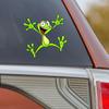JT143#14x14cm Green Frog Jumping Pattern Funny Car Stickers For Laptop Water Bottle Phone Car Truck SUV Motorcycle Vehicle Paint Window