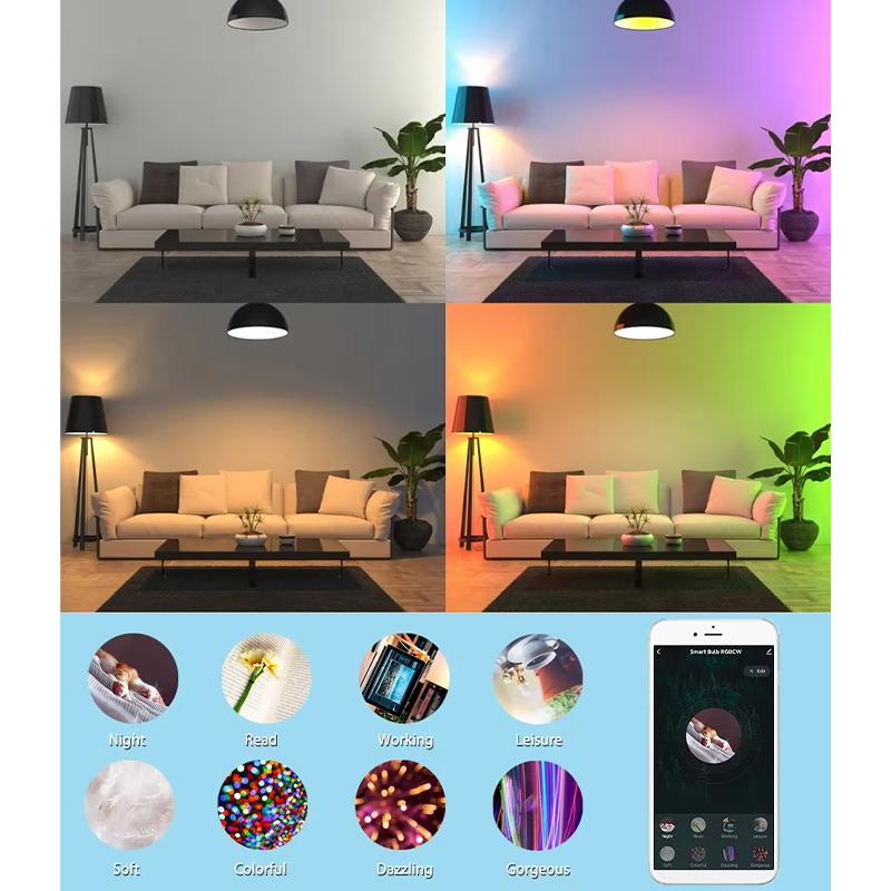 Zigbee LED Smart Bulb E27 E14 GU10 RGB+CW+WW Tuya APP Voice Control Dimmable Light Compatible with Alexa Google Home SmartThings
