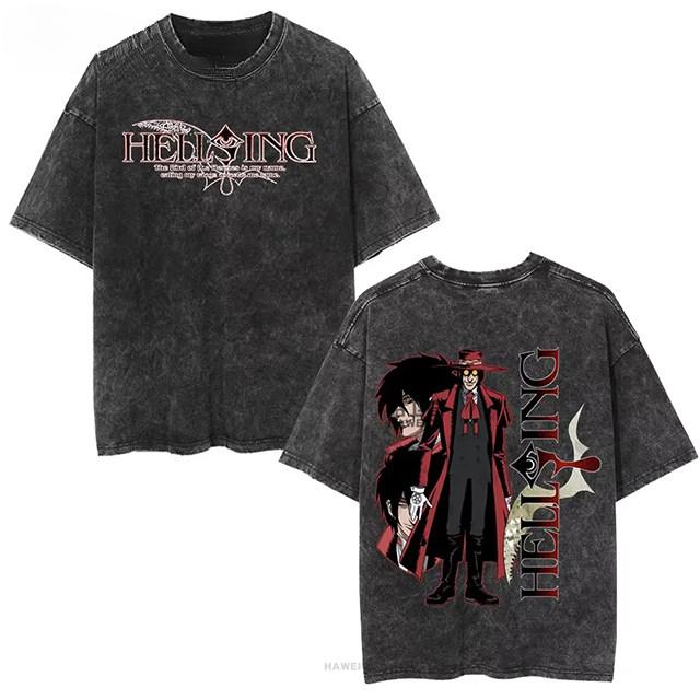 2026 Anime Hellsing Alucard Graphic Lavata T-Shirt Retro Water System T-shirt Graphic Cotton Tee Printing High-end Luxury