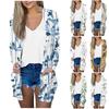 Women's Fashion Casual Floral Print Medium Length Cardigan Jacket Coat