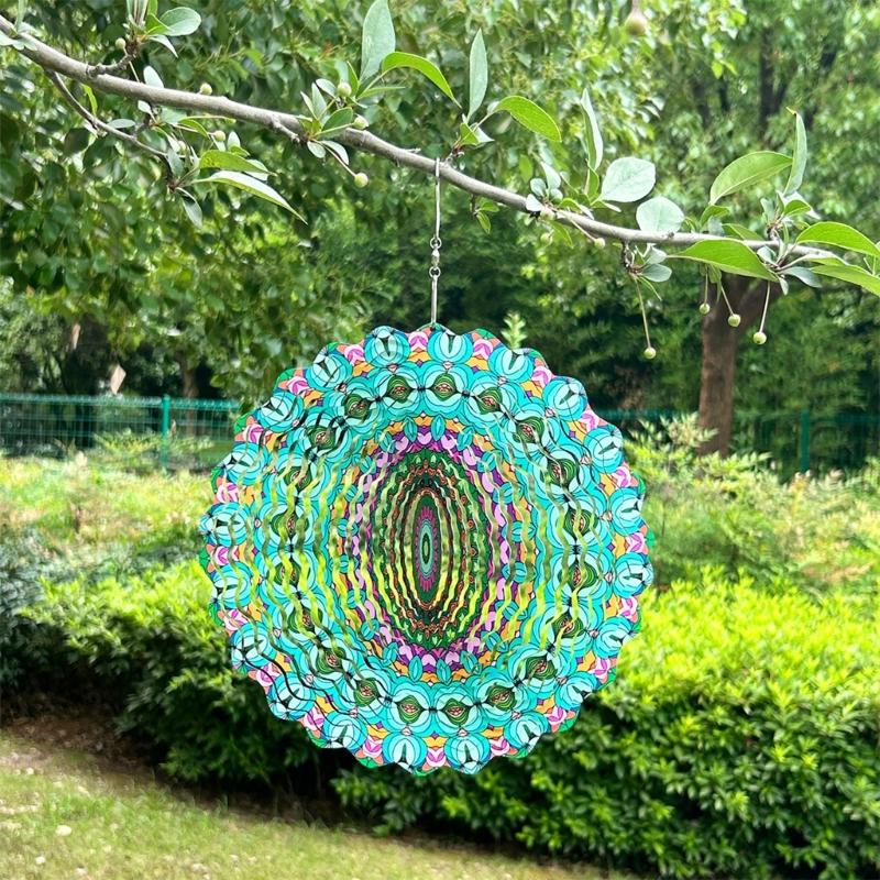 Handcrafted Colorful Rotating Wind Chimes Metal Outdoor Decoration Easy To Hanging Decorative Pendant Accessories
