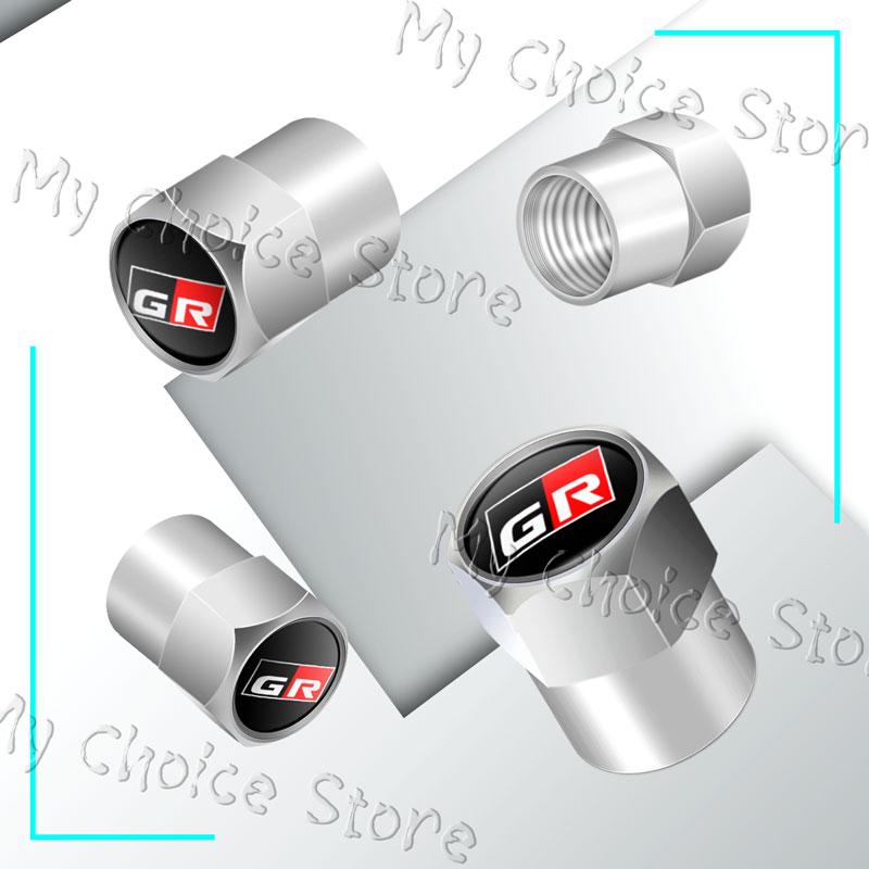 4Pcs/Set GR Sport Logo Car Styling Wheel Tire Valve Air Caps Stem Dustproof Cover For Toyota GR Gazoo Racing Sport Prius Camry