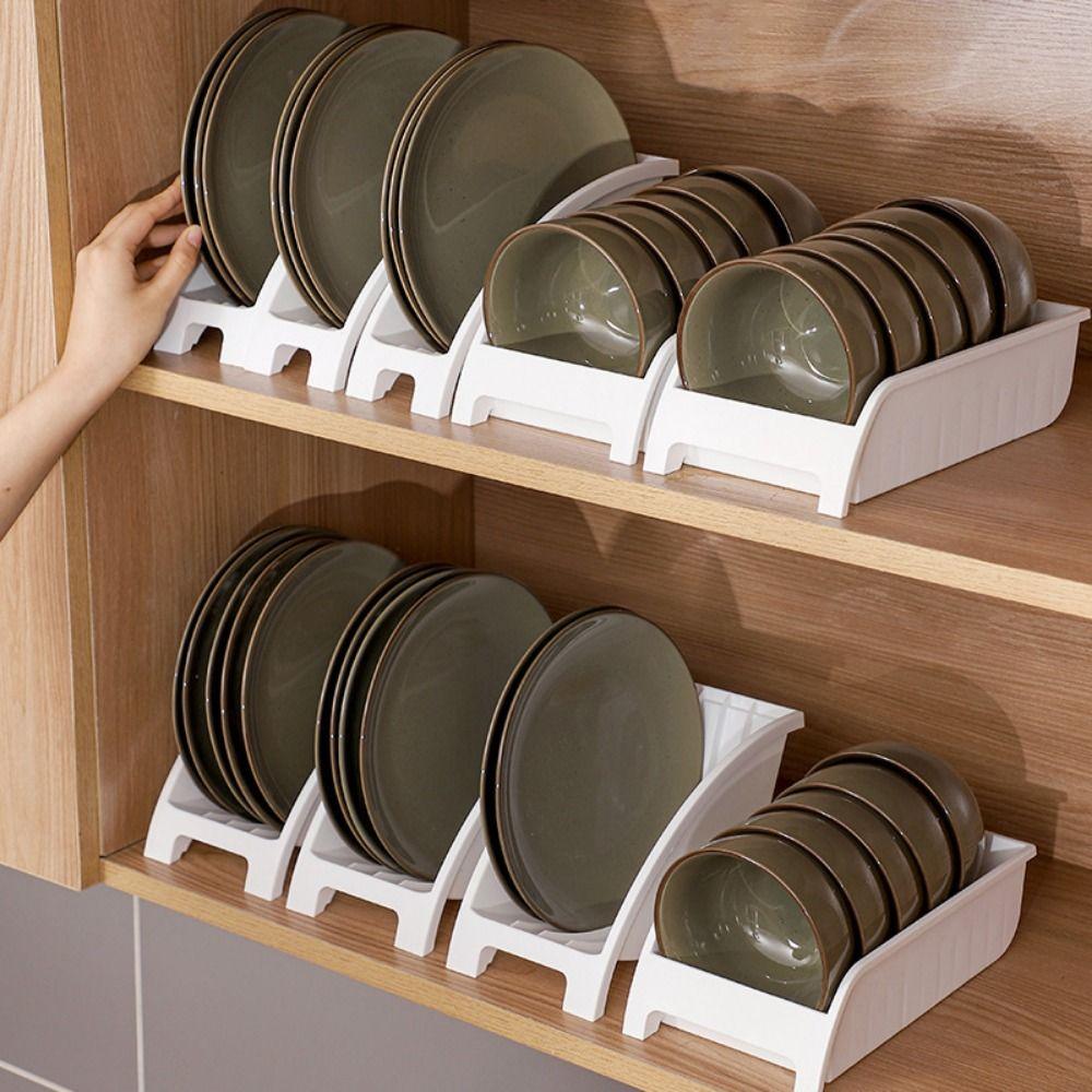Ventilated Plastic Bowl Storage Holder Pot Lid Rack Kitchen Organizer Dishes Drainage Shelf