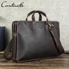 CONTACT'S Genuine Leather Briefcase Shoulder Messenger Bags 15.6 Inch Laptop Bags Business Handbag