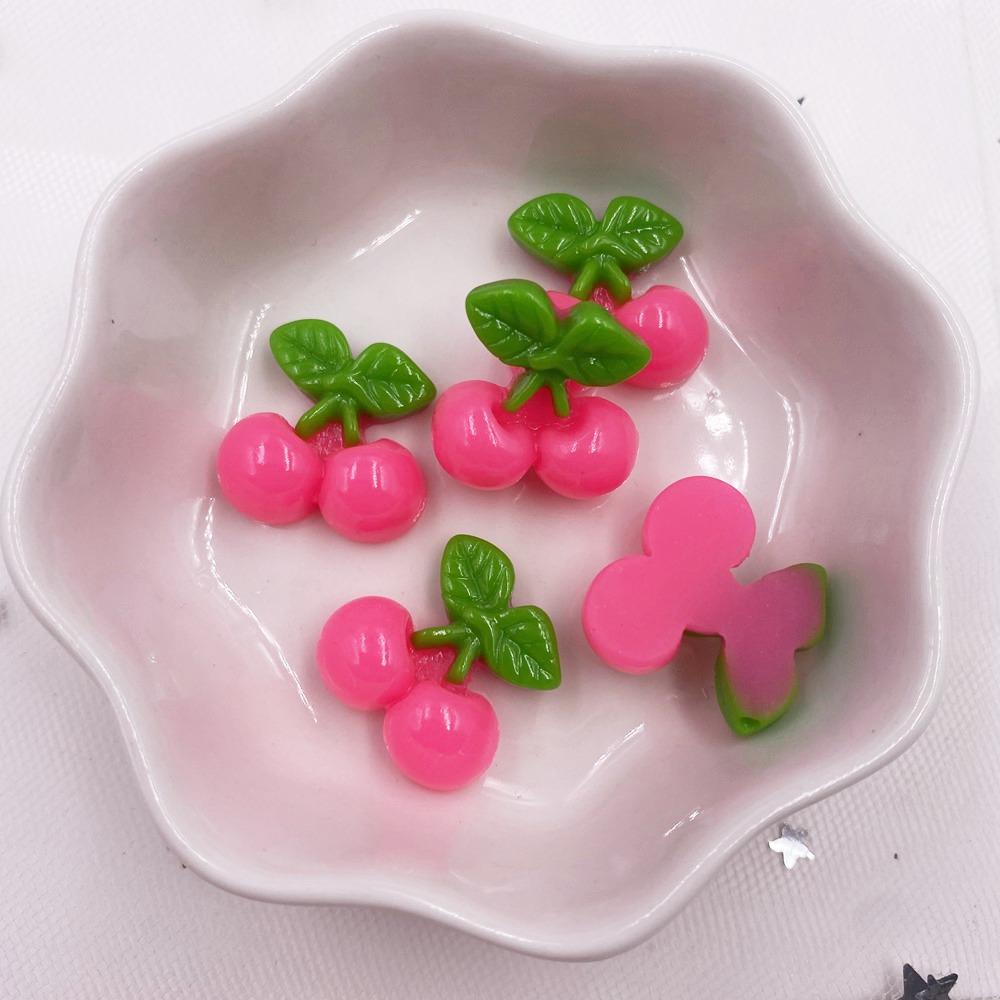 Resin Lovely Fruit Cherry Flatback Cabochon Stone Figurines Applique Home Decor Crafts 20pcs DIY Girl Bow Scrapbook Craft