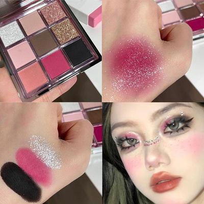 9 цветов в стиле панк, дымчатый матовый блеск, палитра теней для век, мерцающая палитра теней для век, холодный тон, серый, черный, пигментная палитра для глаз