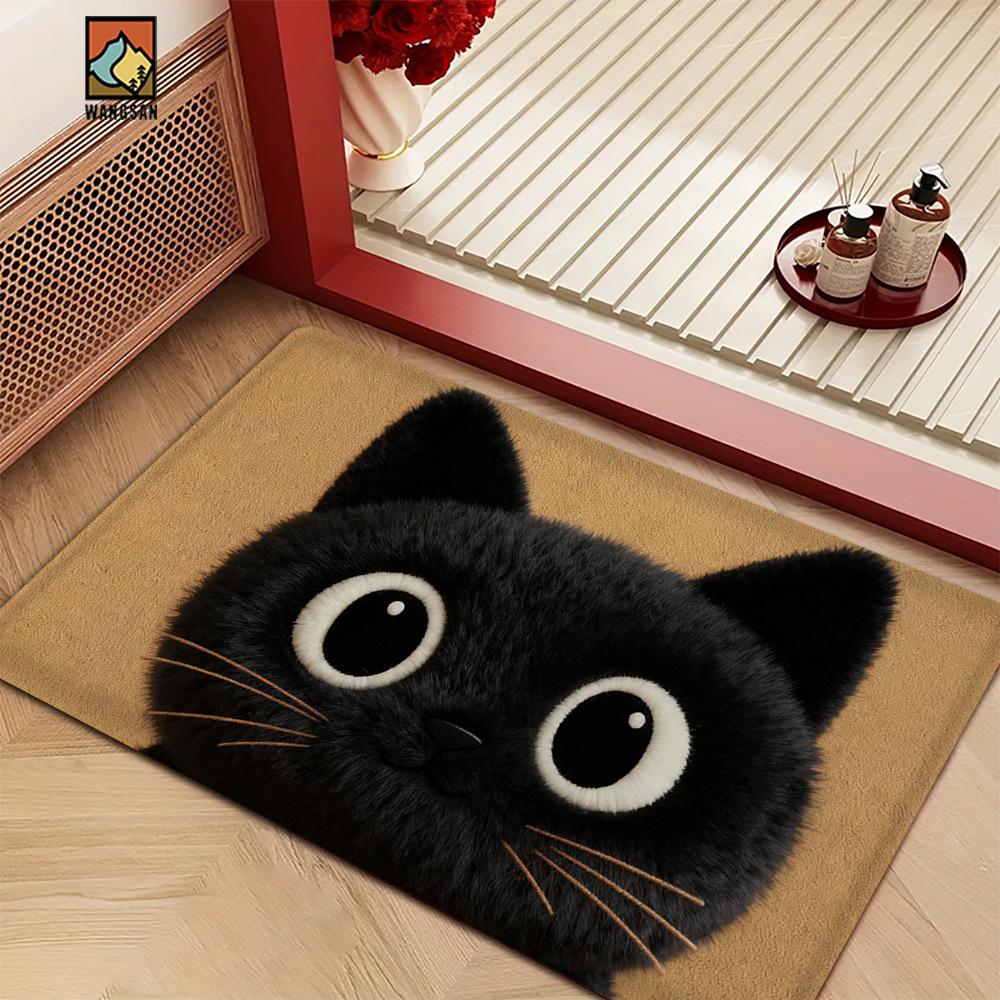 New Cartoon Cute Animal Imitation Cashmere Floor Mat Bathroom Absorbent Floor Mat Bedroom Thickened Carpet