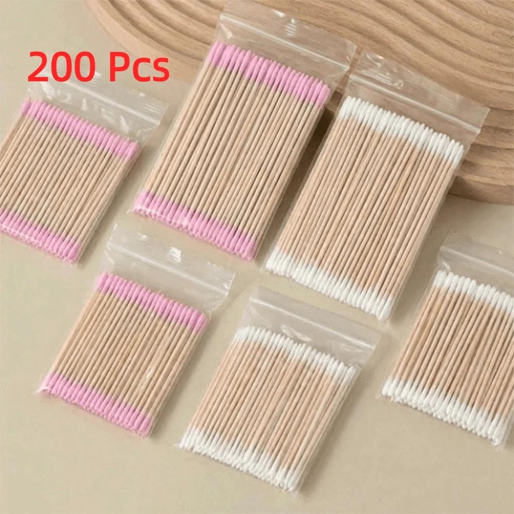 200 pcs Double-head Pointed Tip Cotton Swabs Makeup Eyeliner Correction