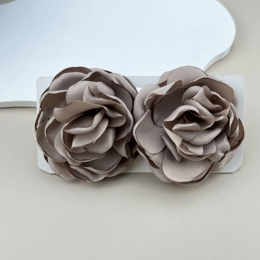Fabric Large Flower Earrings Jewelry Accessories Floral Ear Stud New Wedding Earrings
