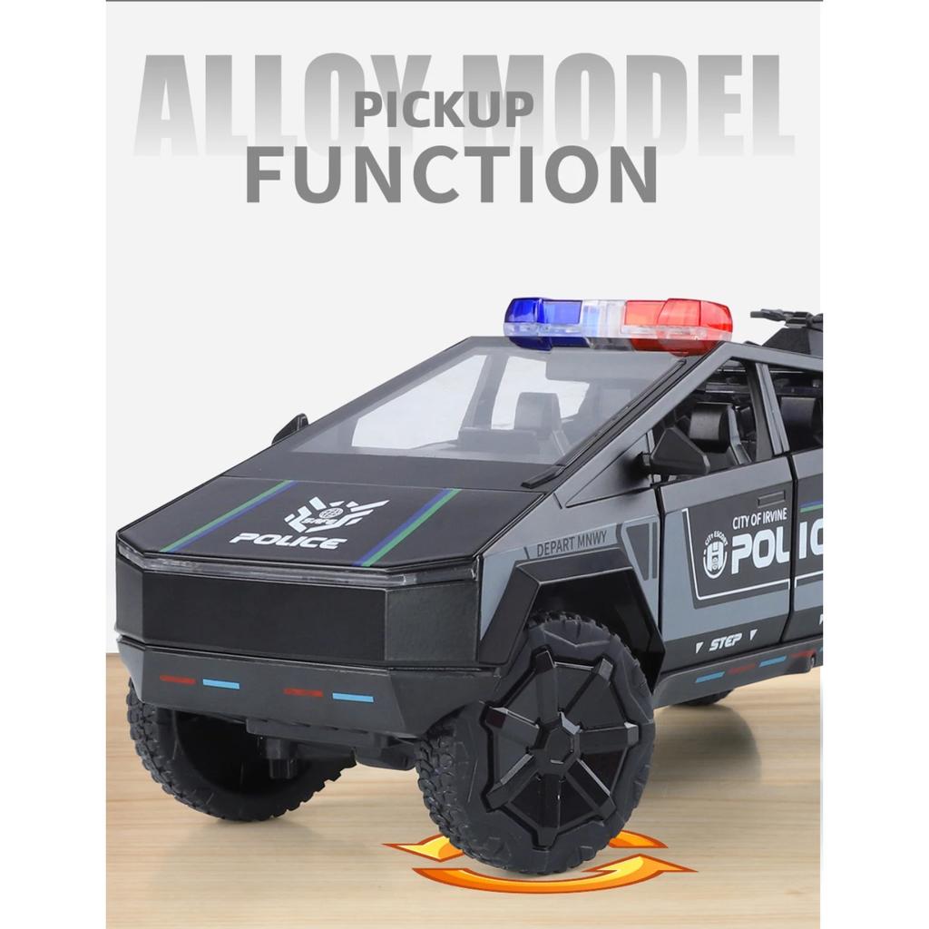 1/24 Полицейский Cybertruck Tesla Внедорожник Сплав Металл Литая Модель Автомобиля Коллекции для улицы Классическая Модная Игрушка Украшения Валюнтин Дети