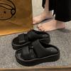 Cool Slippers Women's Summer Wear 2025 New Fashion One-word Drag Women's Shit-stepping Feeling Increased Thick-soled Beach Sandals
