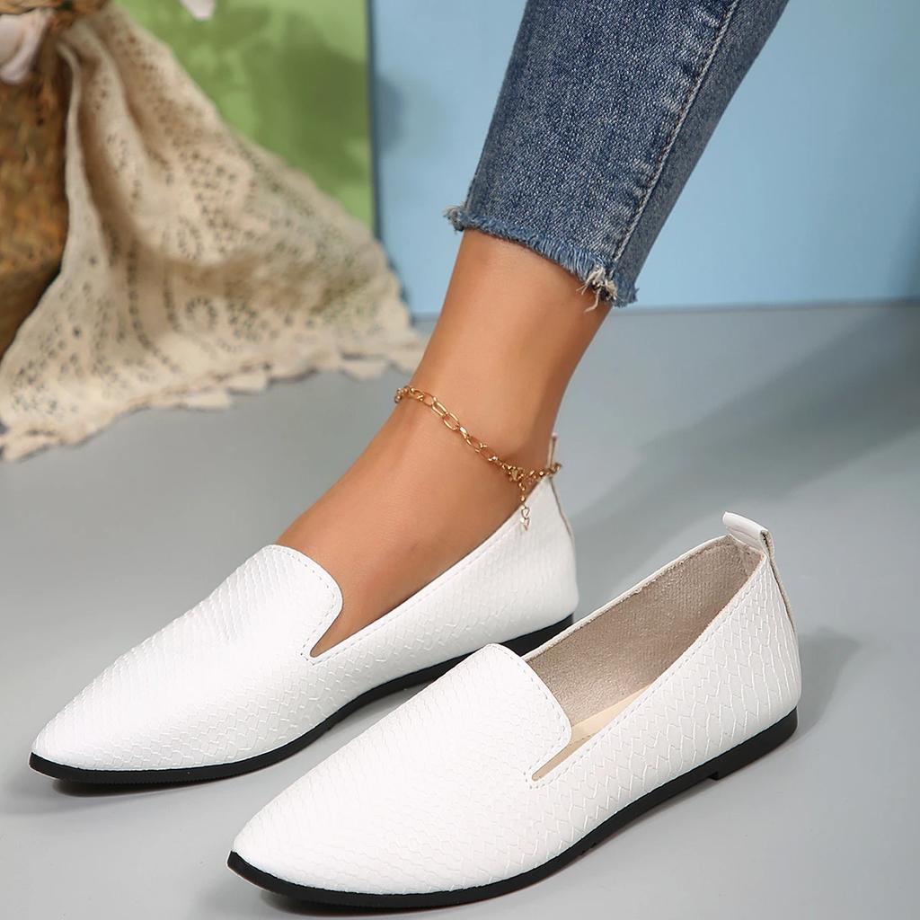 2025 Slip On Loafers Breathable Stretch Ballet Shallow Flats Women Soft Bottom Pointed Toe Boat Shoes Plus Size 43