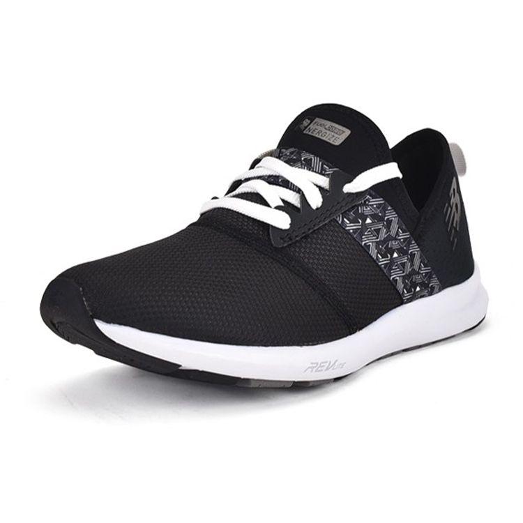 New Balance Ткань Нергизе Синтетическая Кожа Низкие Повседневные Кроссовки Женские Черный Белый WXNRGBG