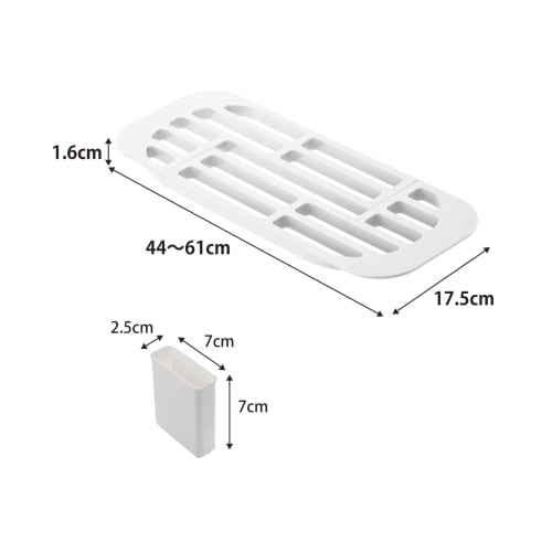 Yamazaki Industrial Co., Ltd. Extendable Dish Drainer, White, Approx. W44-61cm x D17.5cm x H1.6cm, Tower, Extendable Dish Drainer, Model 2873
