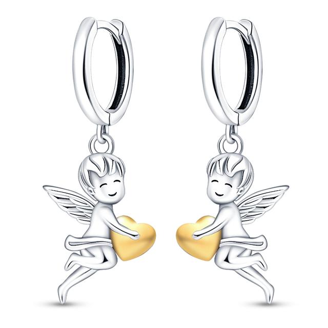 Серебро 925, оригинальные серьги «Любовь Купидона», серьги для пар, очаровательные серьги в форме сердца, подарок на день Святого Валентина, серьги для женщин 