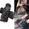 Gothic Black Fingerless Long Gloves Punk Hole Half-finger Gloves Arm Warmer Beggar Cosplay Halloween Costume Accessories