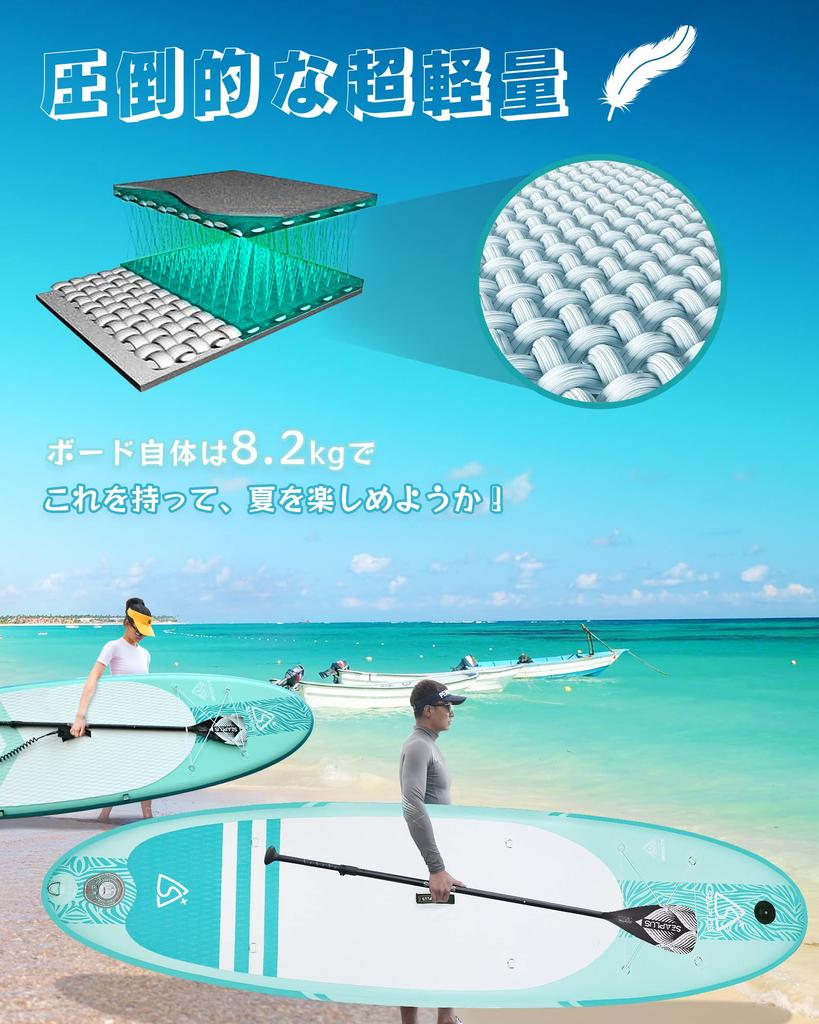 SEAPLUS Надувная SUP доска с камерой Идеально подходит для воды и Модель 320 x 81 см x Максимальная грузоподъемность Полный комплект Зеленый Сап,