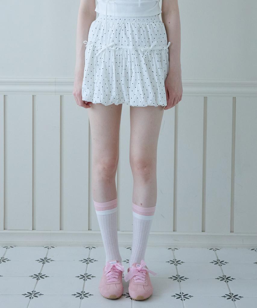 Pink Pineapple Bubble Dot Pumpkin Skirt_White