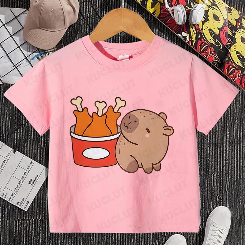 Детская одежда Kawaii Cartoon Anime Capybara футболка с коротким рукавом Cute Capybara Lover Animal Capybaras Harajuku футболка подарок