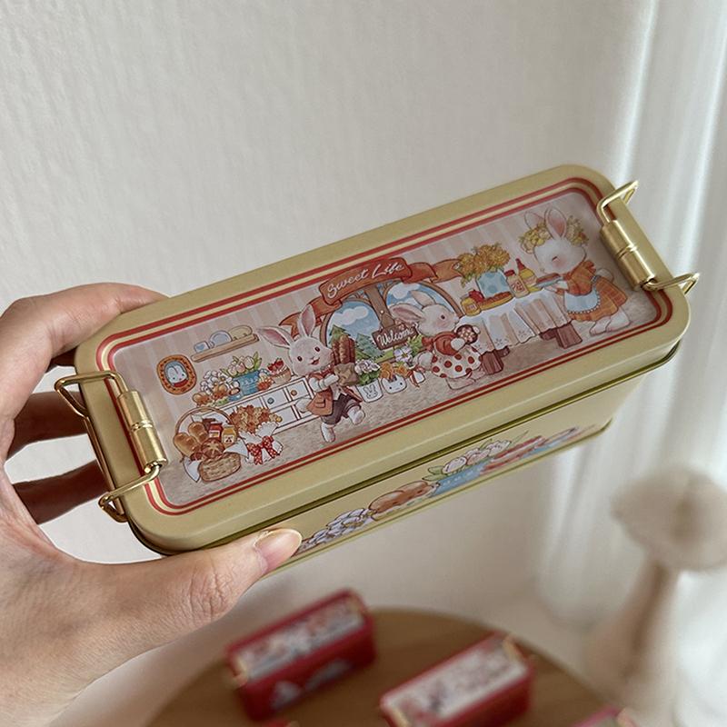 Рождественский кролик, жестяная коробка для конфет, мультяшное печенье, коробка для хранения, органайзер для чая и кофе, детские подарки, украшения для свадьбы