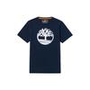 Casual Breathable American Vintage Logo Round Neck Short Sleeve T-Shirt Men Tops Deep-Sapphire-Blue A6281-433