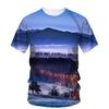 Новые зимние графические футболки с пейзажами для мужчин, летние повседневные трендовые свободные футболки с круглым вырезом и коротким рукавом с принтом для мужчин, топы
