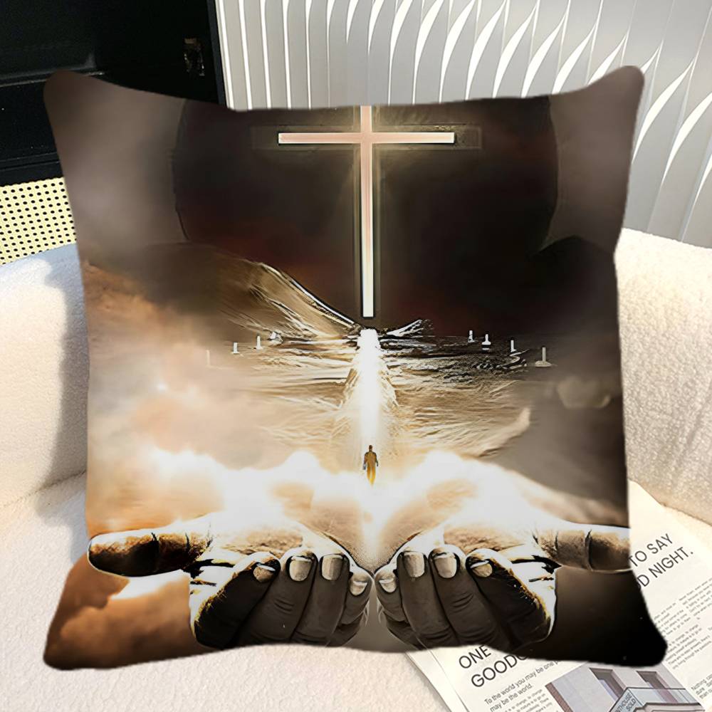 Christian Bible Jesus Christian Pillow Case Square Pillow Bedroom Sofa Leisure Comfort Cushion Car Home Decoration