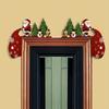 2pcs Wooden Christmas Door Corner Decorations Santa Claus and Reindeer with Snowman, Festive Wall Ornaments, Suitable for Indoor Use In Living Room