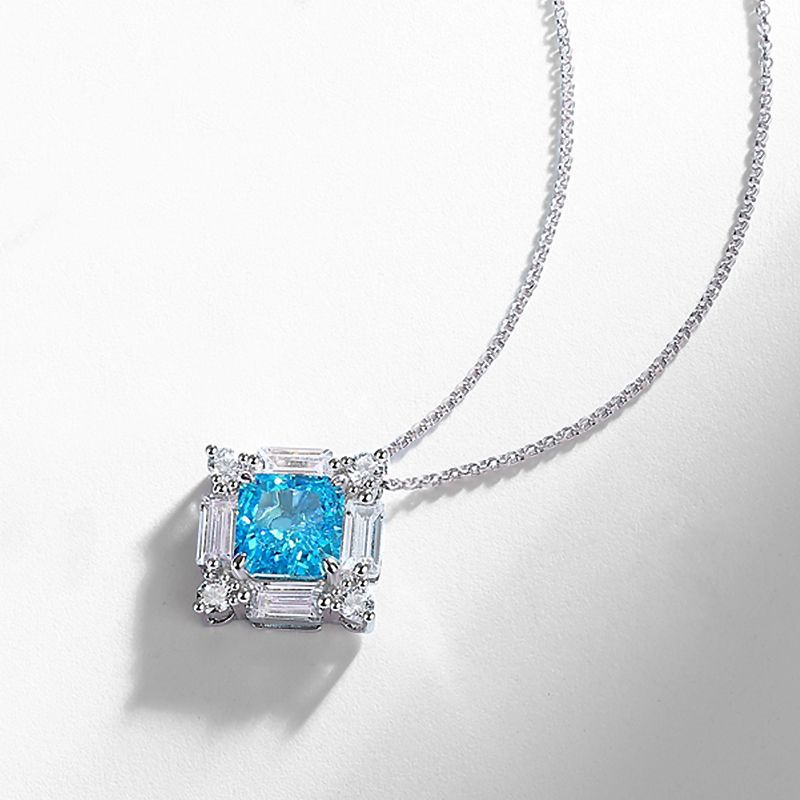 Новое ожерелье с высокоуглеродистым бриллиантом S925, серебряное инкрустированное квадратное ожерелье с огранкой льда, модный желтый бриллиант на шею